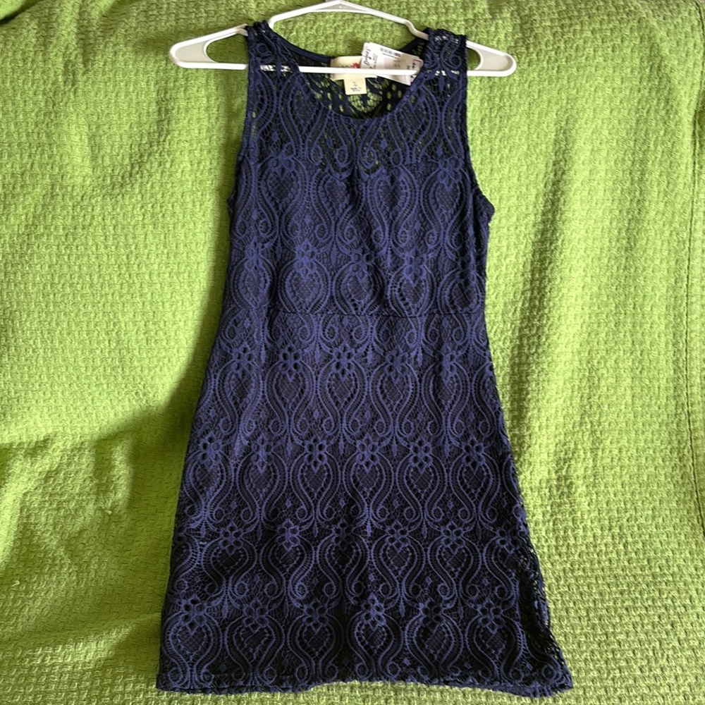 Elegant Navy Lace Dress